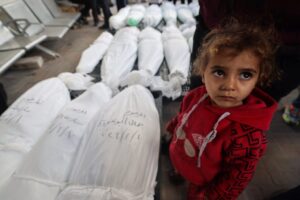 child with dead bodies